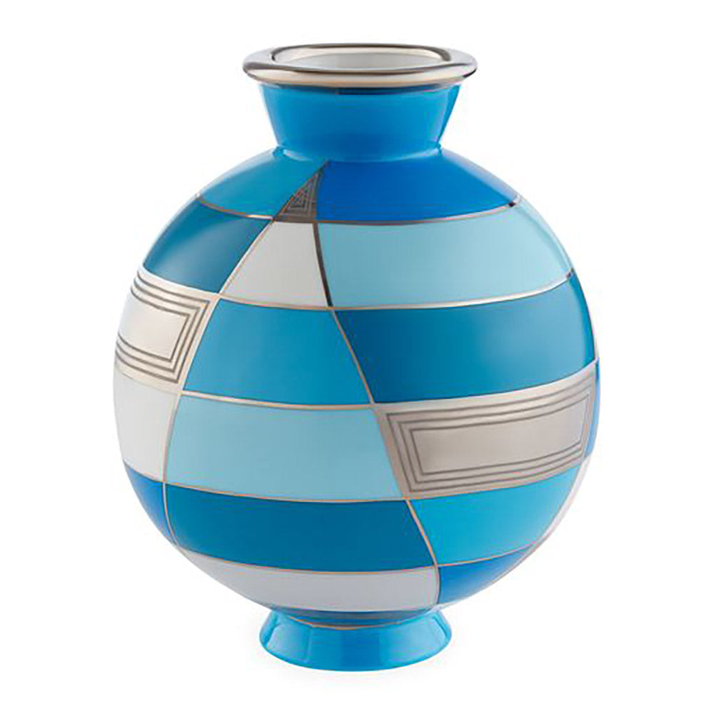 Vase TORINO in blau, silber von Jonathan Adler