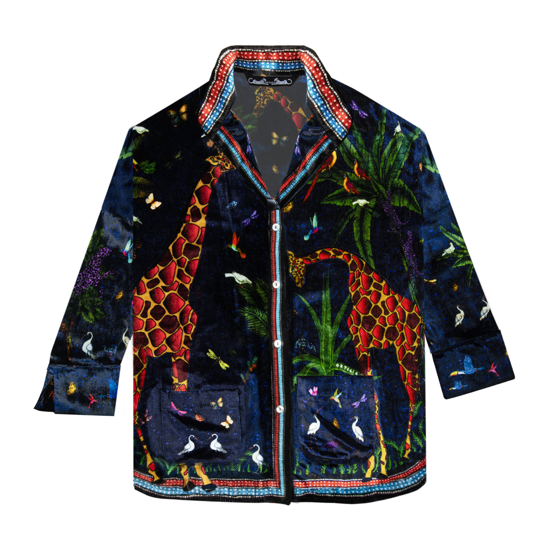 Samt Shirt GIRAFFE BLU NOTTE der Marke Ortigia Sicilia