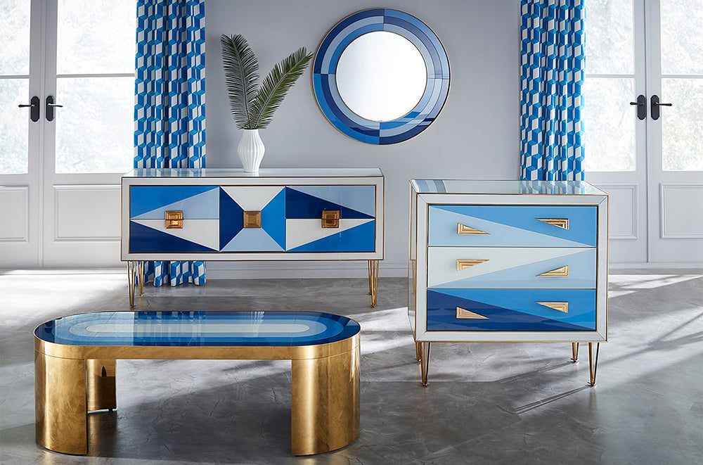 Wandspiegel HARLEQUIN blau von Jonathan Adler