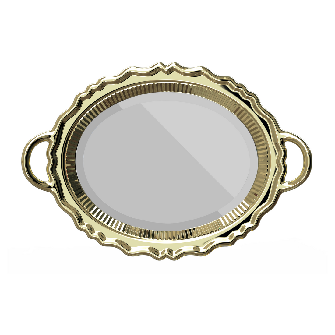 Wandspiegel PLATEAU MIROIR mit glänzender Metalloberfläche in Silber