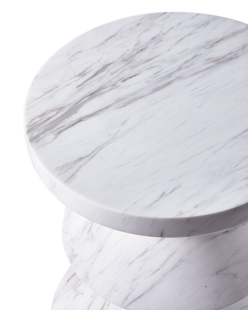 Marble Zig Zag Hocker weiss