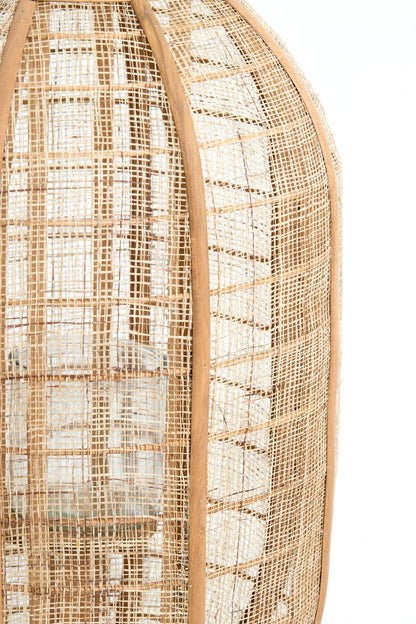 Boho Windlicht aus Raphia und Holz für natürliche Wohnräume