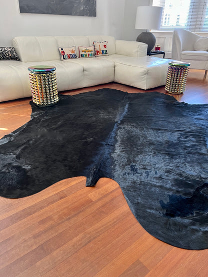 Kuhfell Teppich Schwarz ca. 5 m² / Stierfell